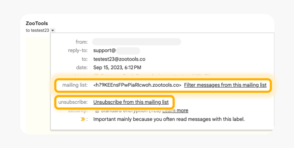 unsubscribe email header
