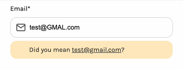 Typing a misspelled address and the checker suggesting the correct domain